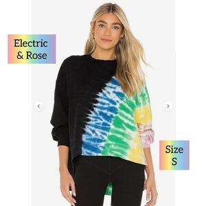 Electric & Rose Neil Tie Dye Sweatshirt Black Rainbow - Small
